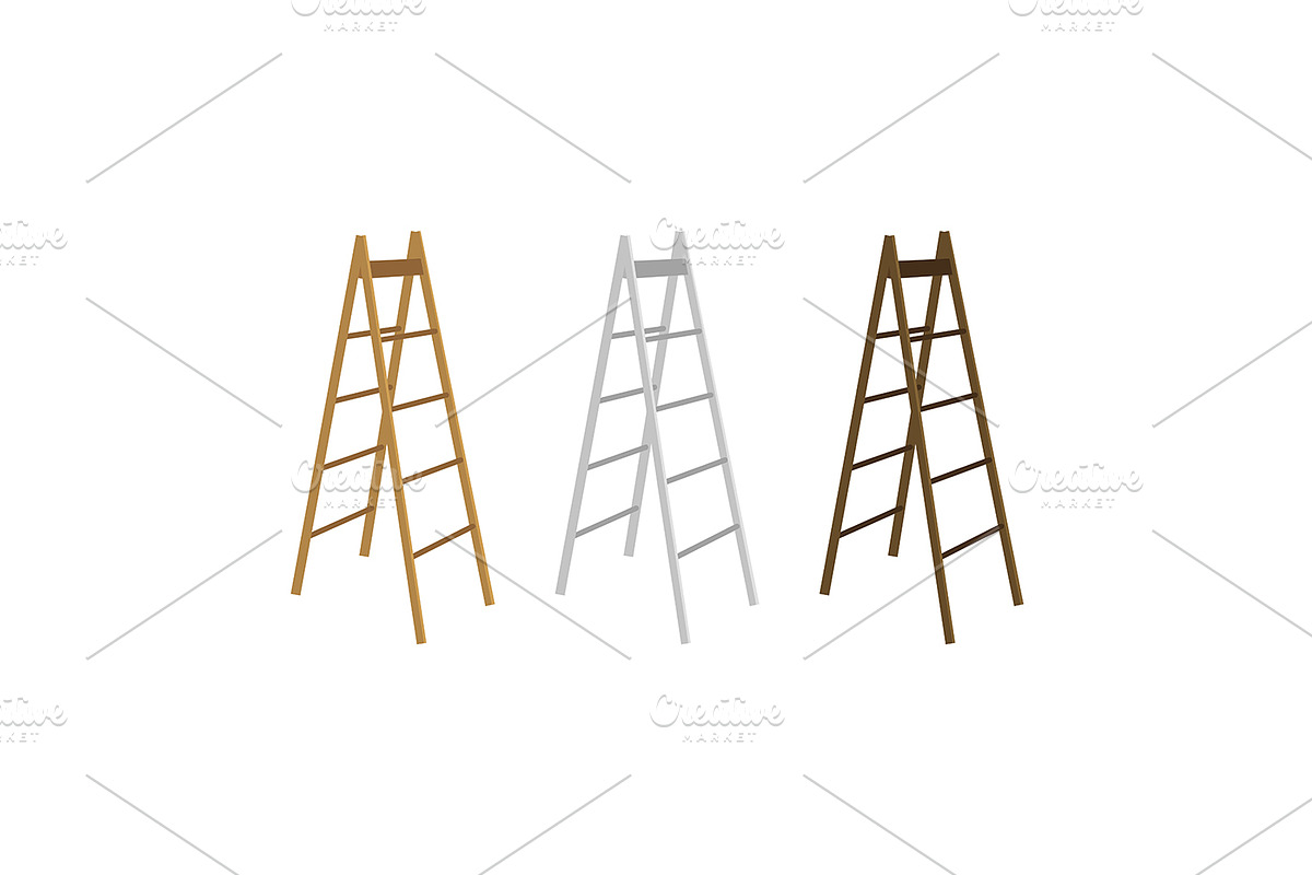 Wooden Stairs Ladders Different Set, an Object Graphic by Bigmouse_art