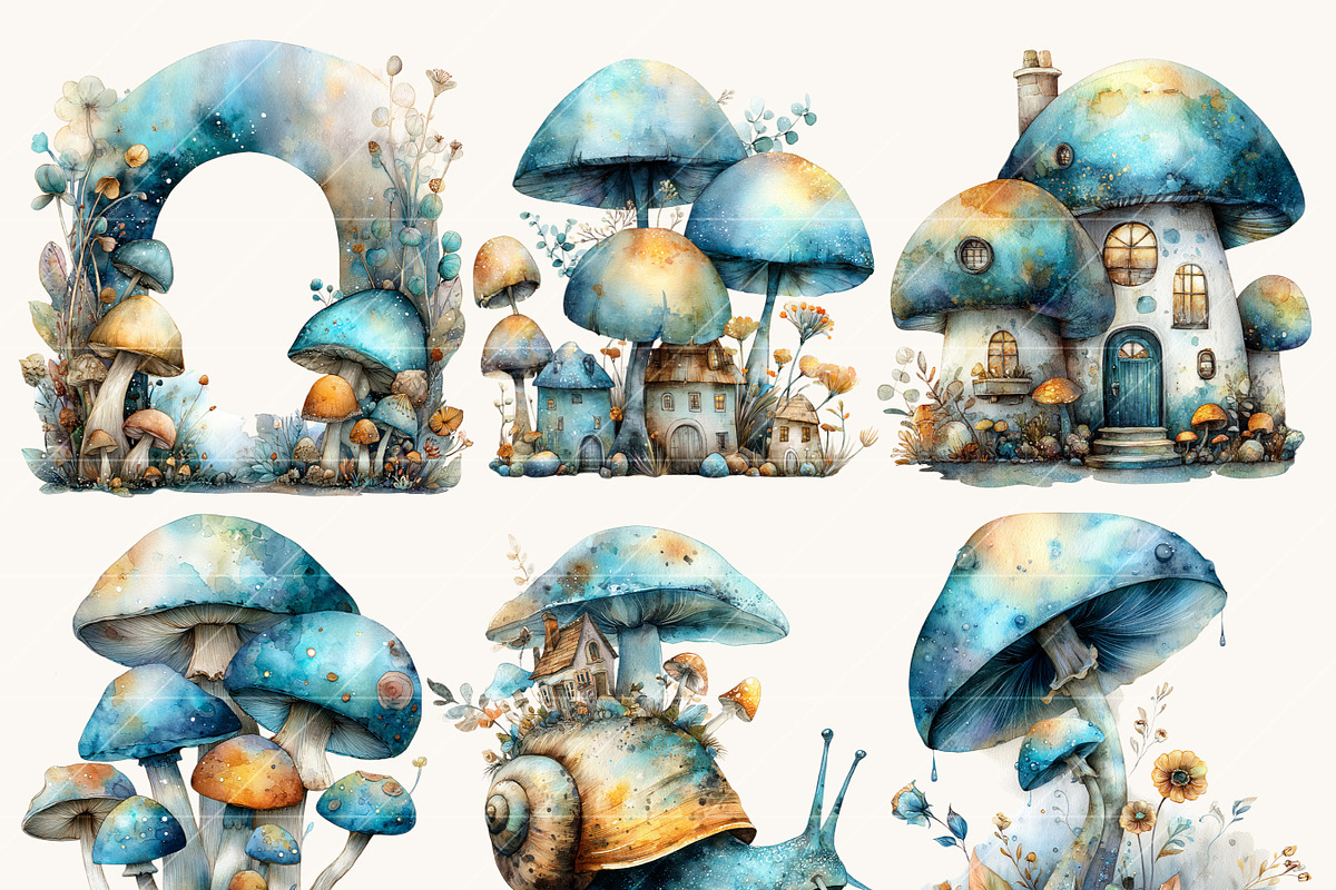 Watercolor Mushroom Clipart, an Object Illustration by Design Scotch (Photo 2 of 8)
