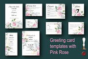 Greeting card with Pink Rose, an Invitation Template by Digital illustration shop (Thumbnail 1 of 5)