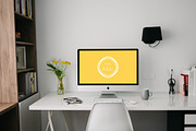 iMac Mockup Template-2, an iPhone Mockup by Made by Mancie (Thumbnail 1 of 3)
