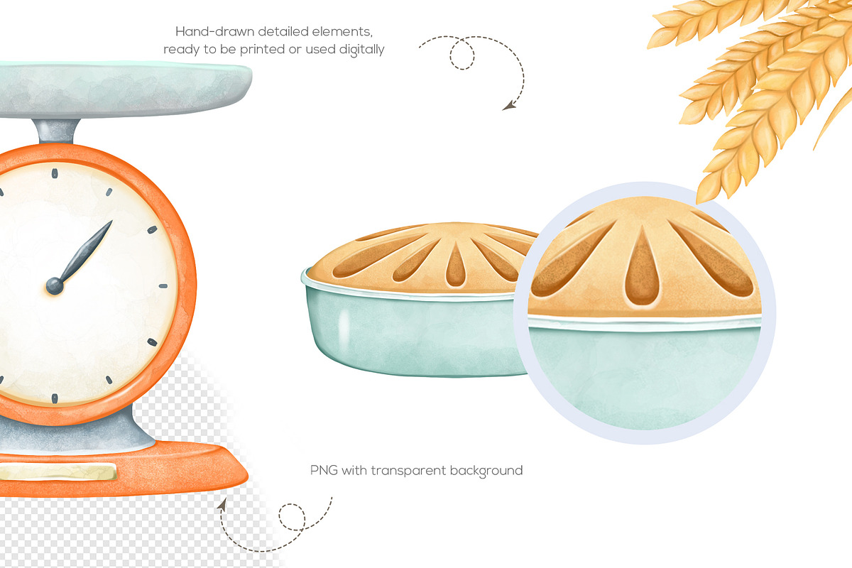 Cute baking digital clipart, a Food Illustration by Mespilia (Photo 2 of 3)