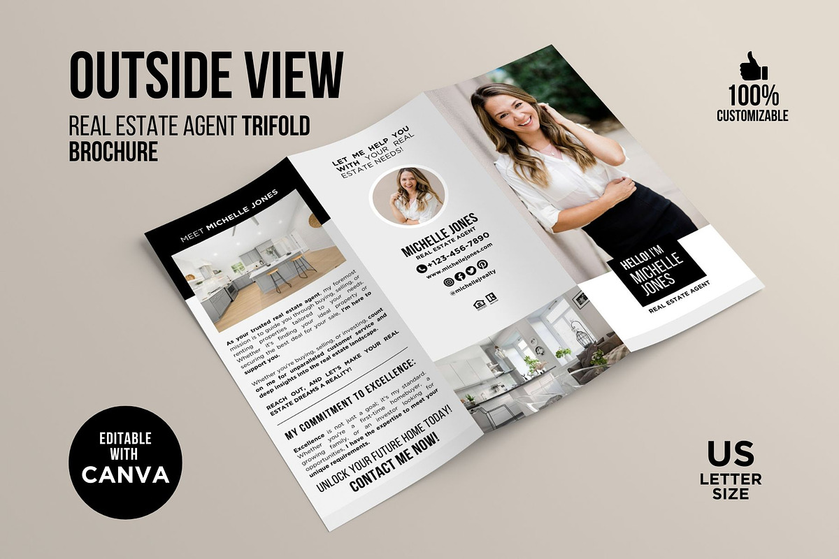 Real Estate Tri-Fold Brochure Canva, a Brochure Template by CreativeVinesStore (Photo 2 of 6)