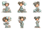 Whimsical Birthday Girl Clipart, an Illustration by CreationArt (Thumbnail 5 of 7)