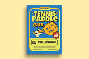Blue CartoonTennis Paddle Club Flyer, a Flyer Template by megarez