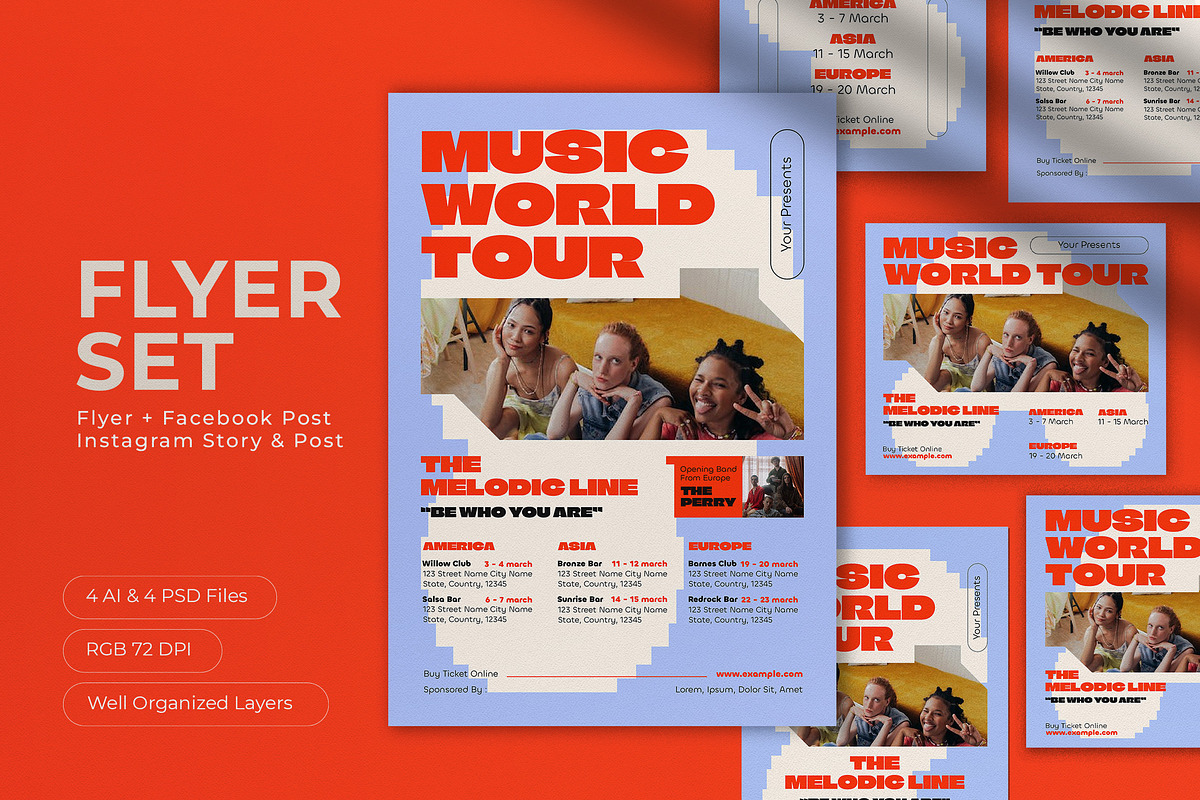 Purple Music World Tour Flyer Set, a Flyer Template by graphicook (Photo 1 of 4)
