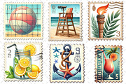 Summer Beach Postage Stamp Clipart, an Illustration by Dream Creation (Thumbnail 4 of 4)