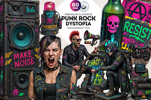 Punk Rock Dystopia PNG Clipart Set, an Illustration by ThatsDesignArt