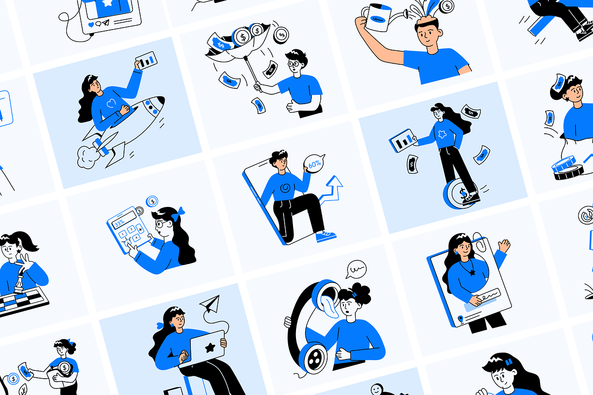 Stock Market Mini Illustrations, a Person Illustration by Prosymbols (Photo 5 of 7)