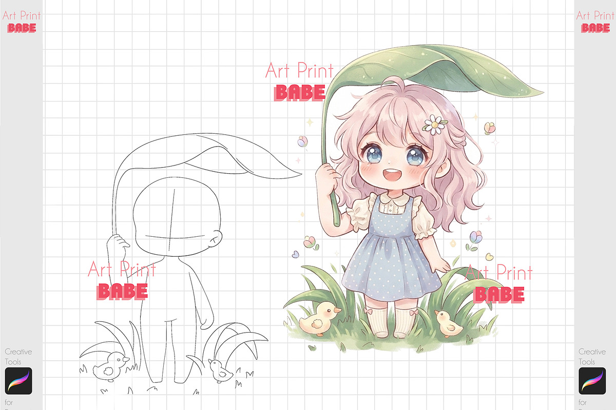 Procreate Chibi Stamp Cartoon Kawaii, a Brush Add-On by ArtPrintBabe (Photo 4 of 7)
