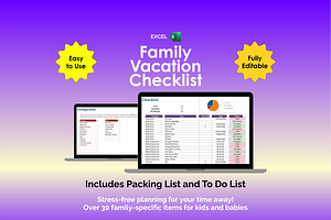 Family Vacation Checklist - Excel, an App Template by Ardent Workshop