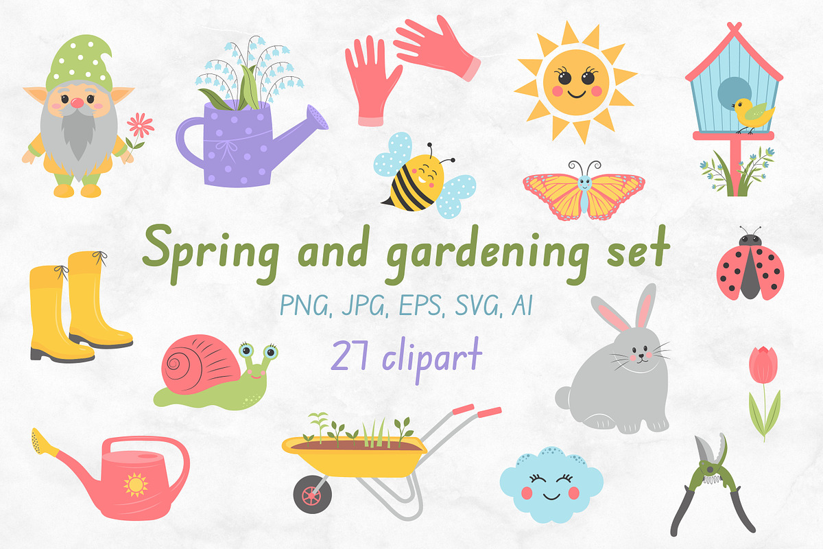 Spring and gardening set, a Seasonal Illustration by JulyGart (Photo 1 of 5)