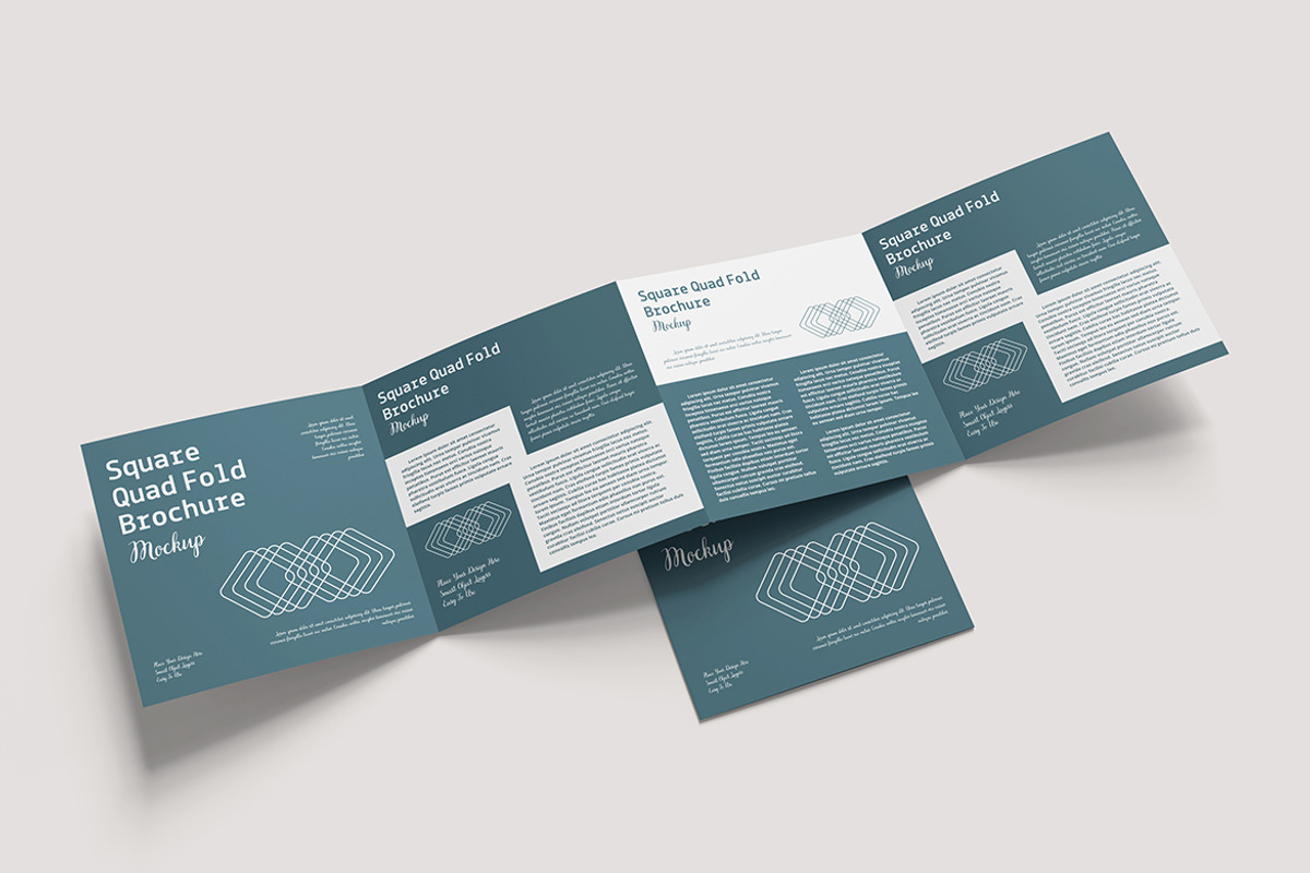 Square Quad Fold Brochure Mockup, an Advertising Mockup by Indah