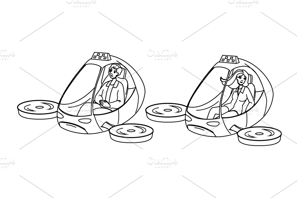technology autonomous flying taxi, a Person Illustration by pikepicture