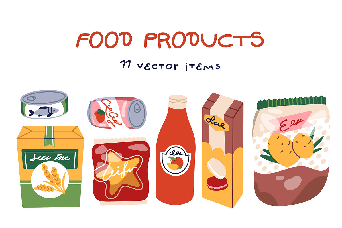 Grocery food products, snacks set, a Food Illustration by Good Studio (Photo 1 of 6)