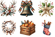 Rustic Christmas Watercolor Clipart, an Illustration by DreamArtGraphic (Thumbnail 2 of 5)
