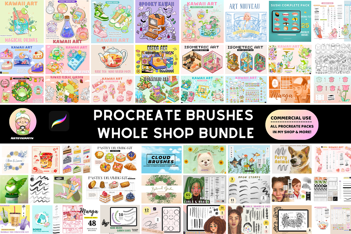 Procreate Whole Shop Bundle, a Brush Add-On by Artbykimmyw