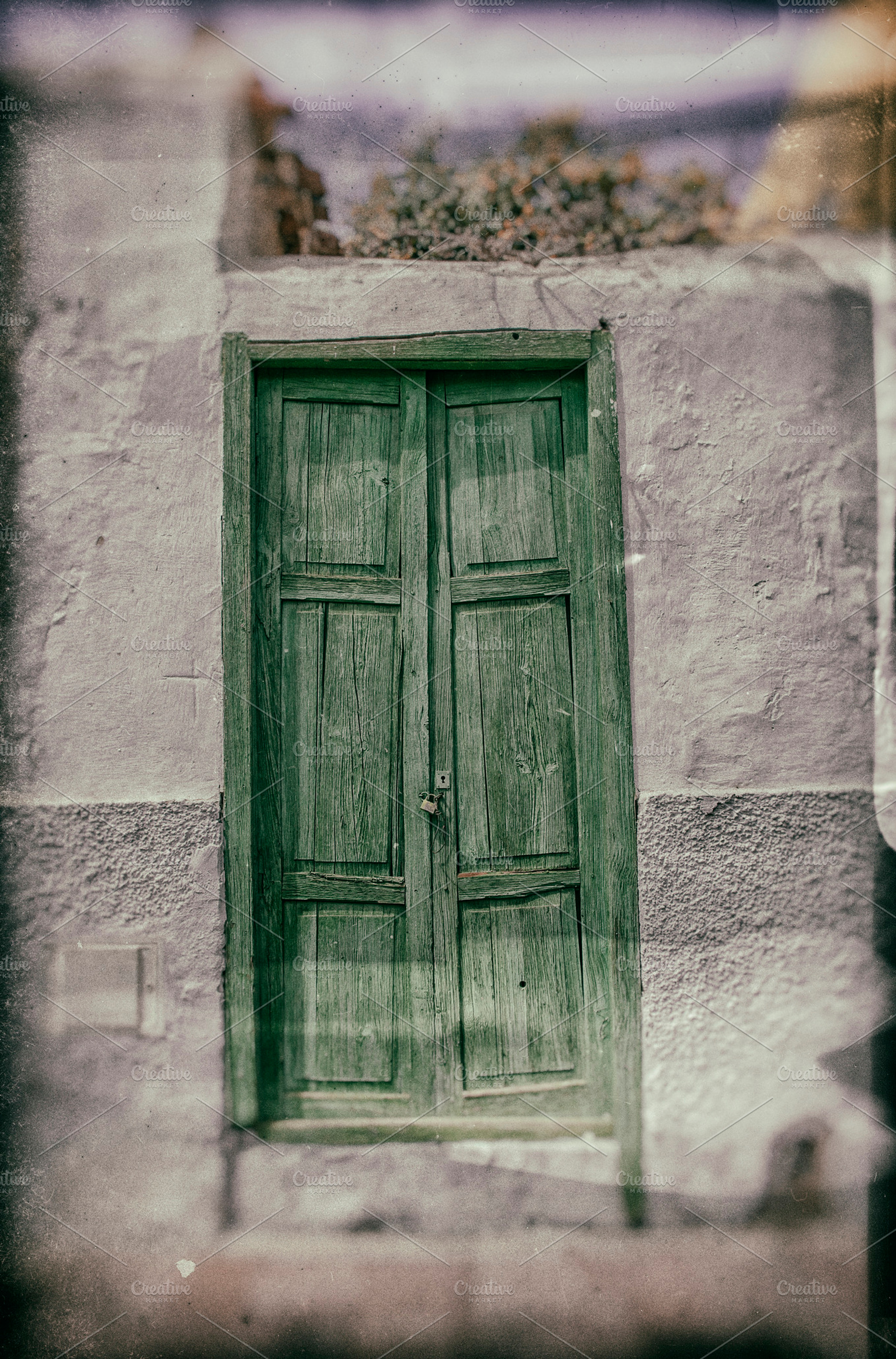Green wooden door