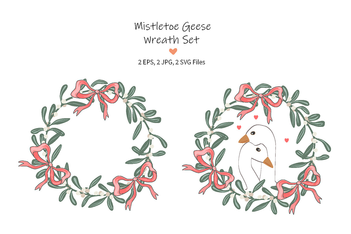 Mistletoe geese wreath set, an Object Illustration by Toltemara (Photo 1 of 3)