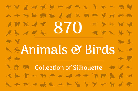 870 Animals and Birds Silhouette, an Icon by Vectors Market