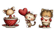 Quirky Valentines Cats Clipart, an Illustration by Dream Creation (Thumbnail 7 of 7)