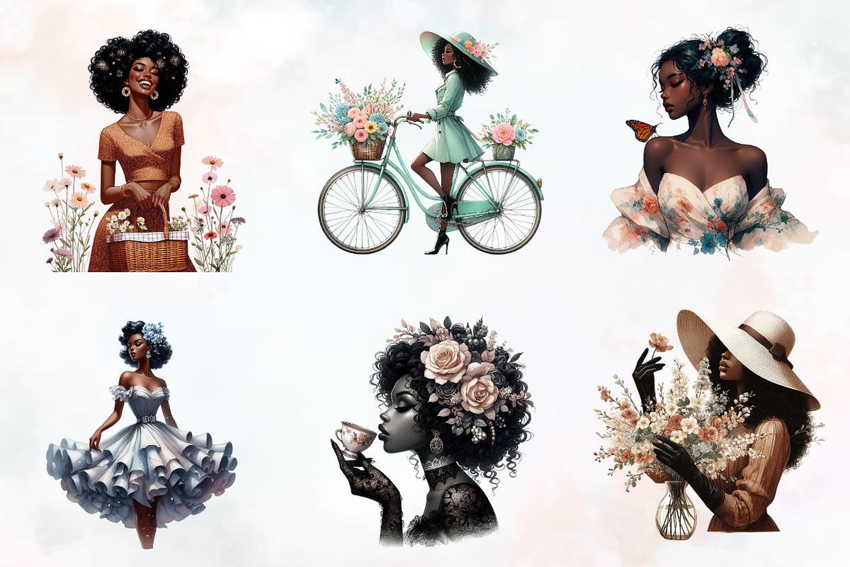 Black Spring Vintage Woman Cliparts, a Person Illustration by RobertsArt (Photo 2 of 9)