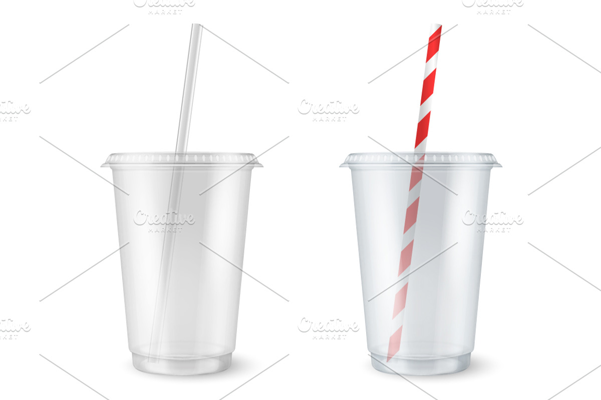 Plastic disposable cup. Vector set., a Food Illustration by Gomolach (Photo 2 of 5)