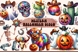 Halloween Western Disco Clipart