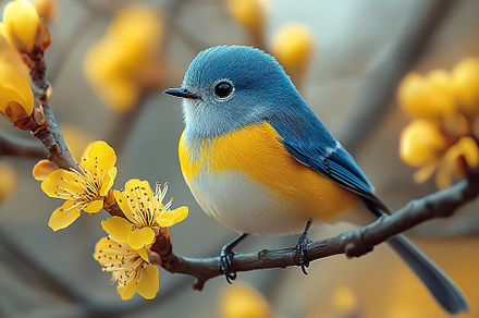 Beautiful bird on a flowering tree branch, an Animal Photo by AlyaAnd