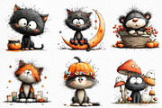 Whimsical Halloween Cat Clipart, an Animal Illustration by Craft Nest (Thumbnail 6 of 6)