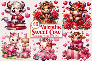 Valentine Sweet Cow Clipart Bundle, a Seasonal Illustration by Craft Nest