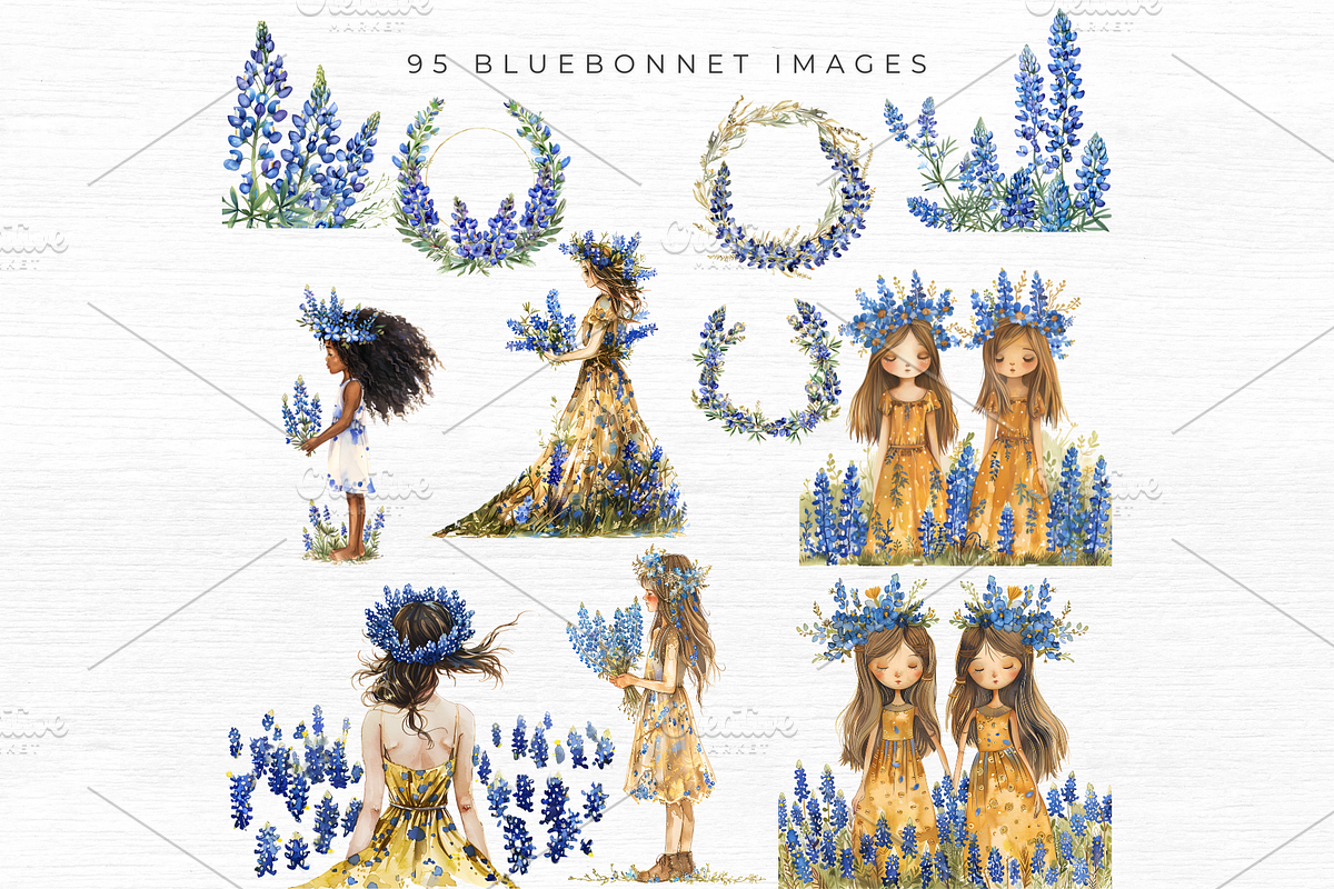 BLUEBONNET FLOWER CLIPART, an Object Graphic by EllyandLima (Photo 3 of 7)