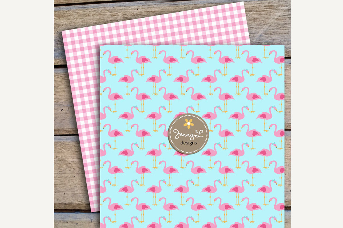 Pink Flamingo Digital Paper, a Pattern Graphic by JennyL Designs (Photo 4 of 4)