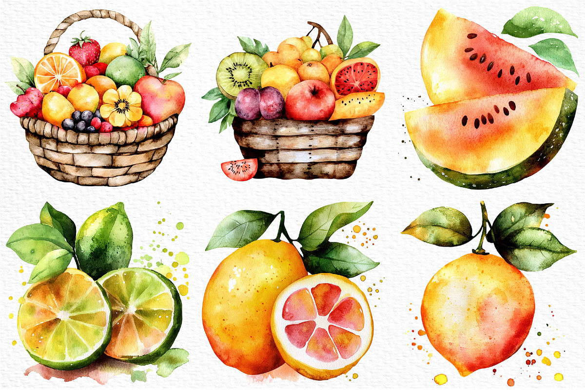 Watercolor Fruits Cocktail Summer, an Illustration by Craft Nest (Photo 5 of 12)