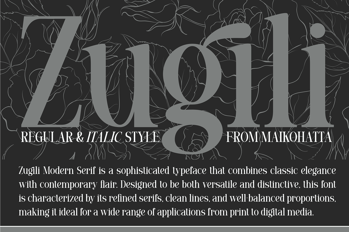 Zugili - Modern Serif Typeface, a Serif Font by MaikoHatta (Photo 2 of 7)