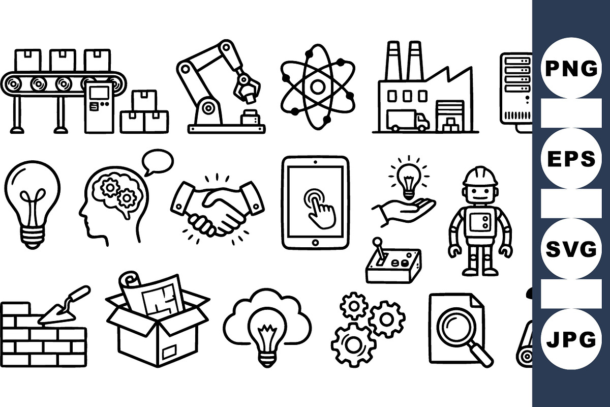Industrial Technology Icon Set, an Illustration by designvectx (Photo 1 of 3)