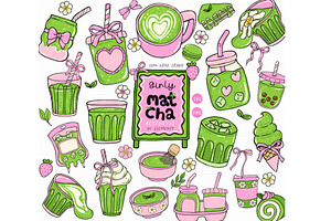 Girly Matcha Aesthetic Clipart