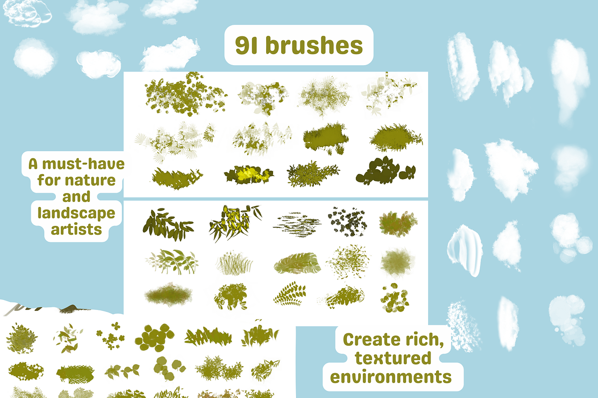 Anime Ghibli Nature Brushes, a Brush Add-On by nikiartcorner (Photo 2 of 7)