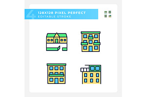 Apartment types pixel perfect RGB, an Icon by IMG Visuals