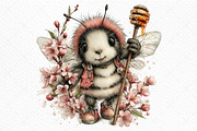 Whimsical Spring Bee Clipart PNG, an Illustration by Craft Nest (Thumbnail 9 of 11)