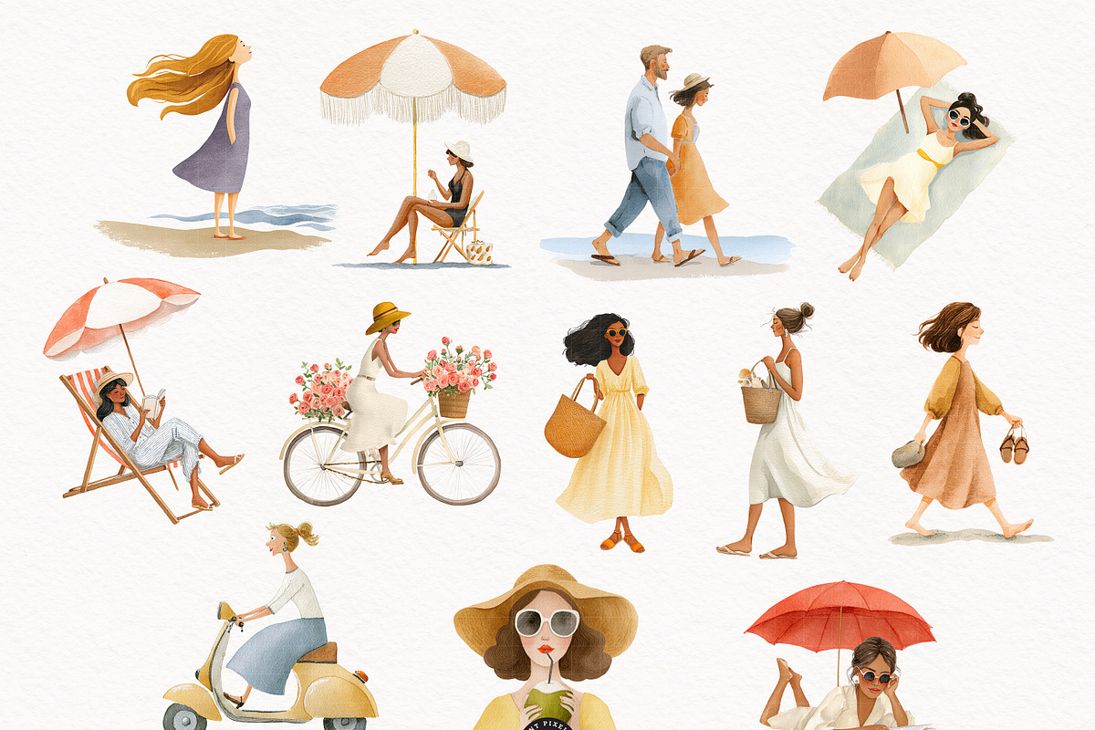 Mediterranean Summer Clipart Bundle, a Person Illustration by PaintPixelCo (Photo 4 of 15)