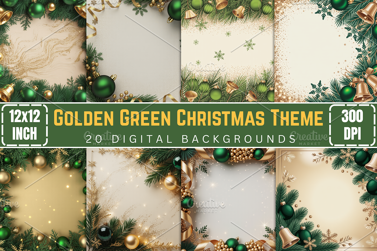 Golden Green Christmas Backgrounds, a Background Photo by Ink Gallery (Photo 1 of 2)