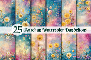 Aurelian Watercolor Dandelions, a Texture Illustration by Dream Creation