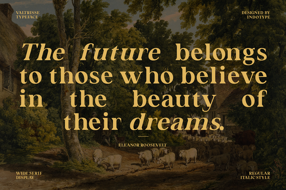 Valtrisse - Wide Serif Display Font, a Font by Indotype Foundry (Photo 8 of 10)