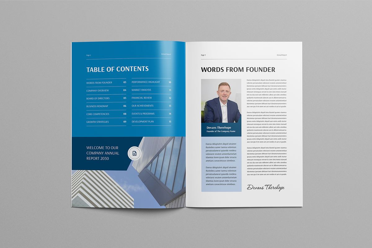 Annual Report | Canva, MS Word, Indd, a Brochure Template by Leaflove (Photo 2 of 10)