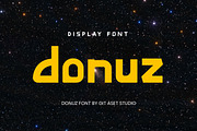 Donuz - Futuristic Display Typeface, a Sans Serif Font by gitasetstudio (Thumbnail 1 of 6)