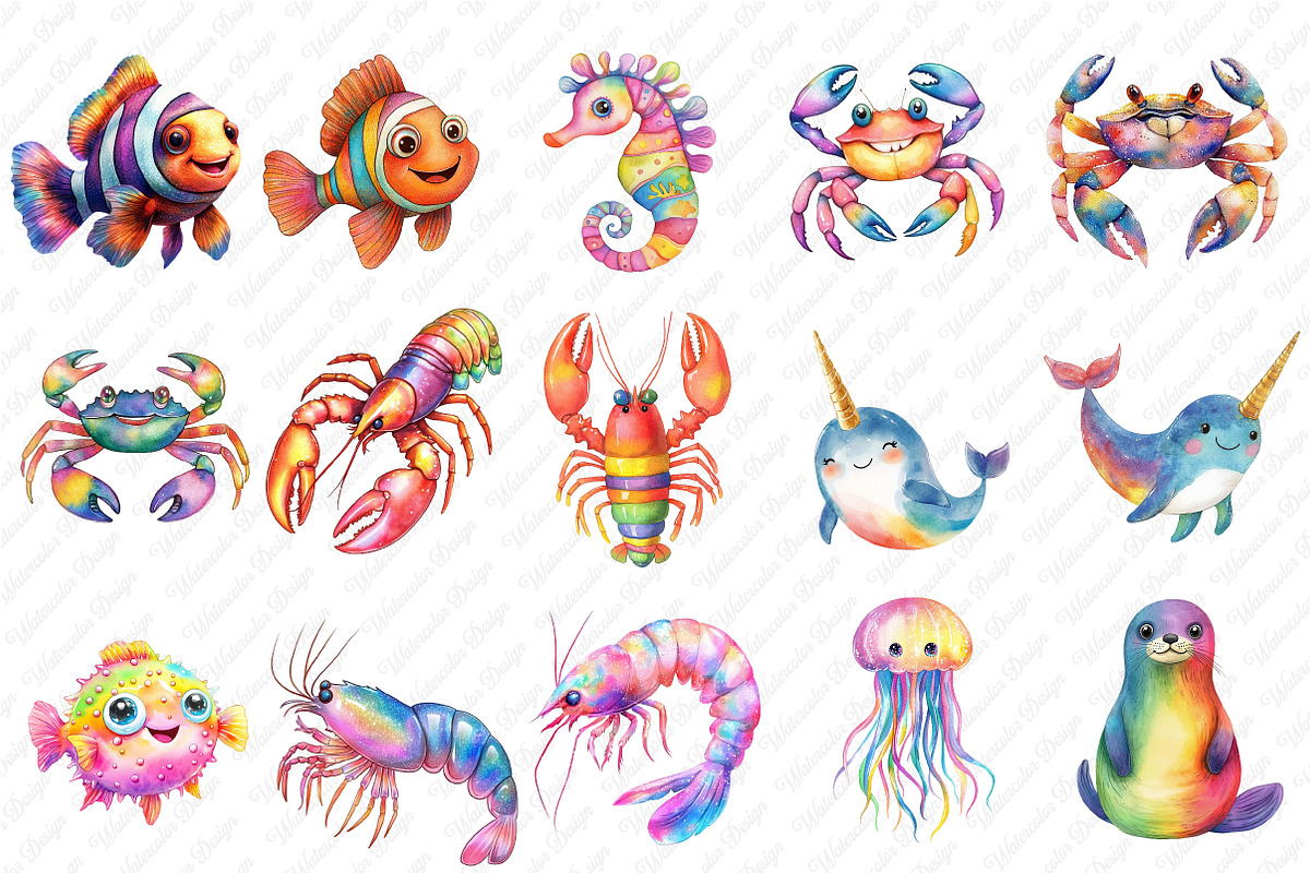 Ocean Clipart Bundle, an Illustration by Watercolor design (Photo 2 of 12)