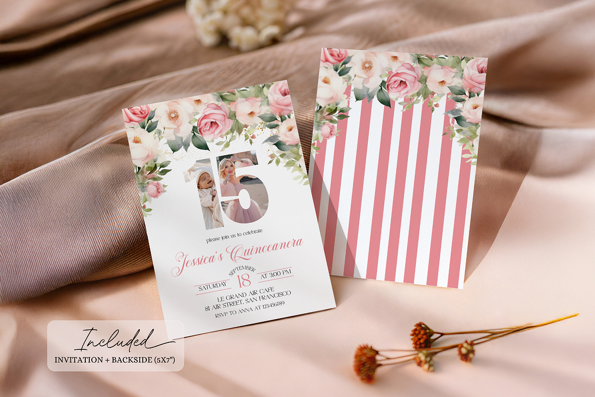 Photo Quinceañera Invitation, a Templates & Theme by VeliusCreativeStudio (Photo 2 of 3)