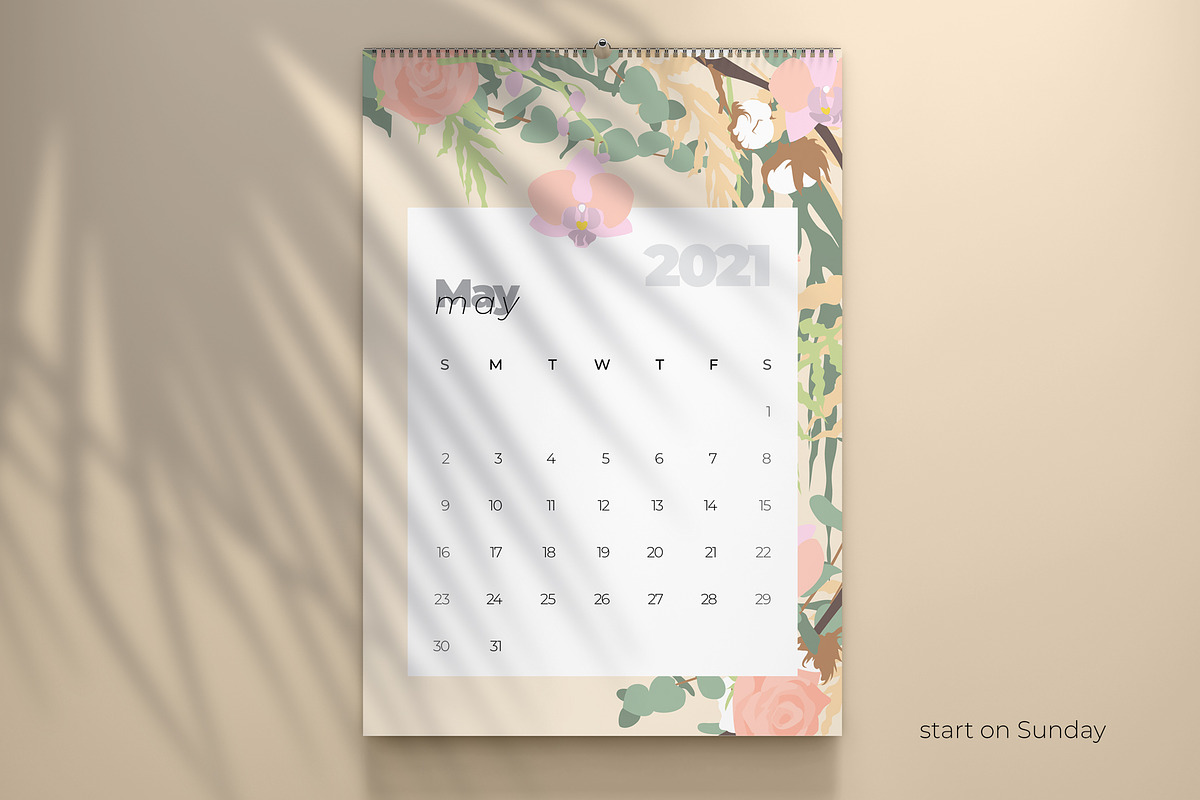 Boho Calendar Template 2021, a Stationery Template by Rose Design (Photo 2 of 6)