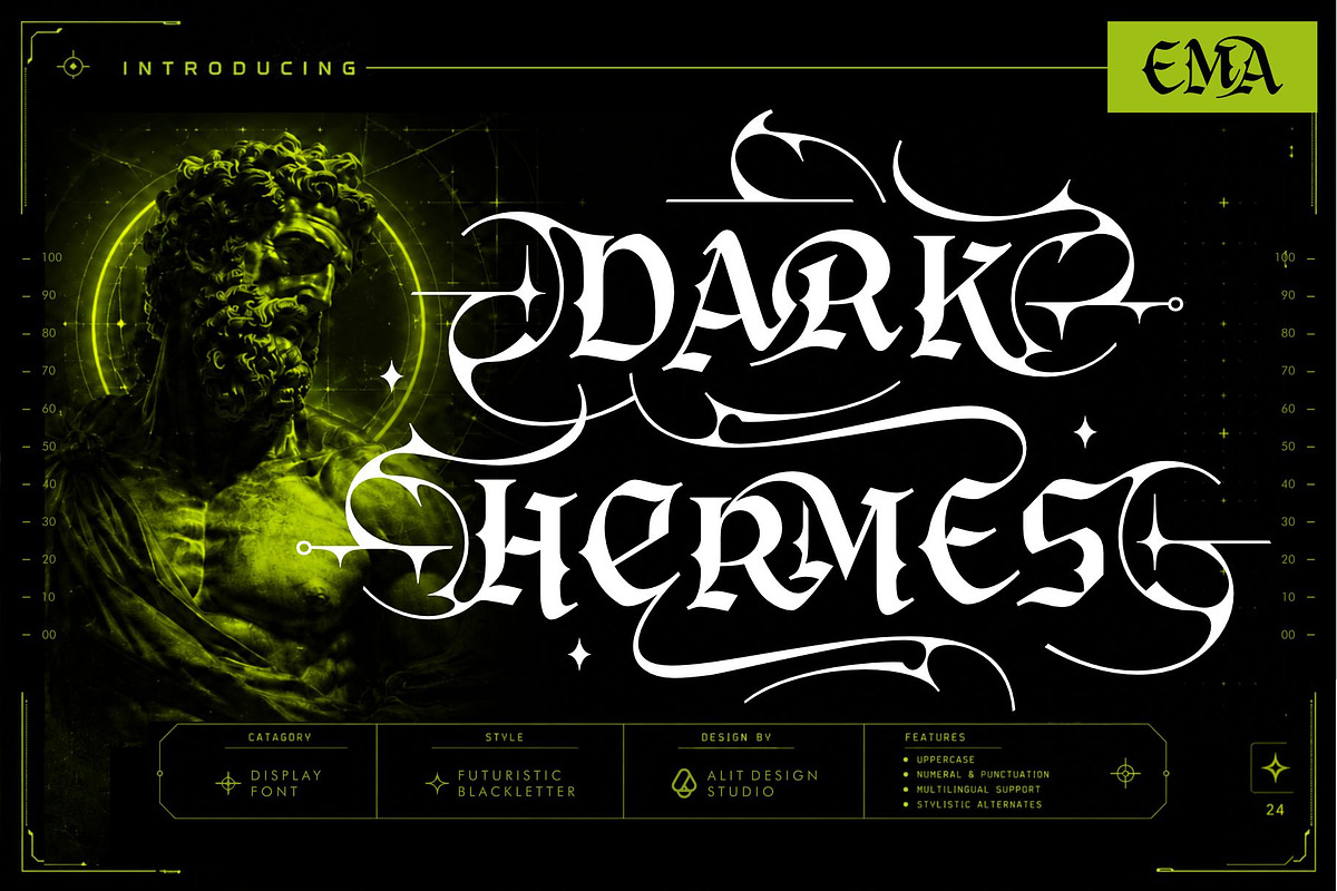 Dark Hermes Typeface, a Blackletter Font by alit design (Photo 1 of 18)