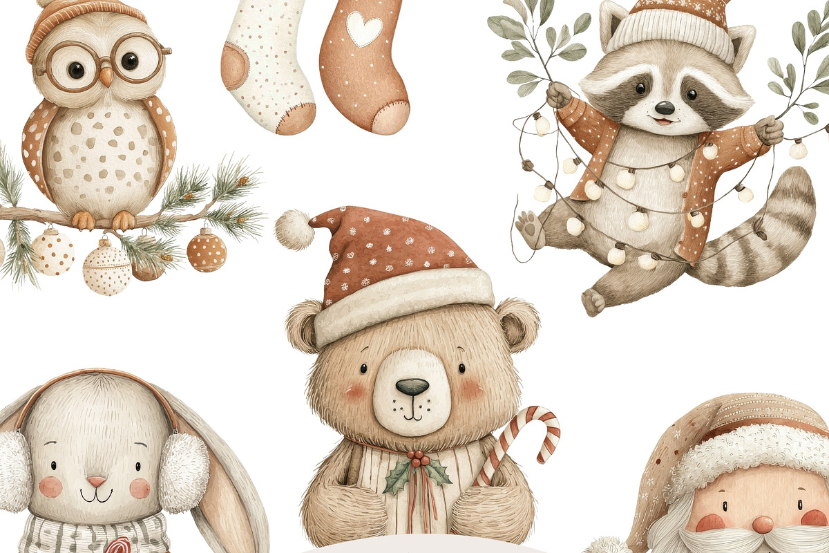 Cozy White Christmas Clipart Set, a Decorative Illustration by Pati Charm Studio (Photo 1 of 7)